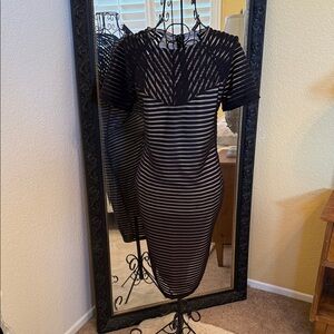 Chic Black Striped Midi Dress